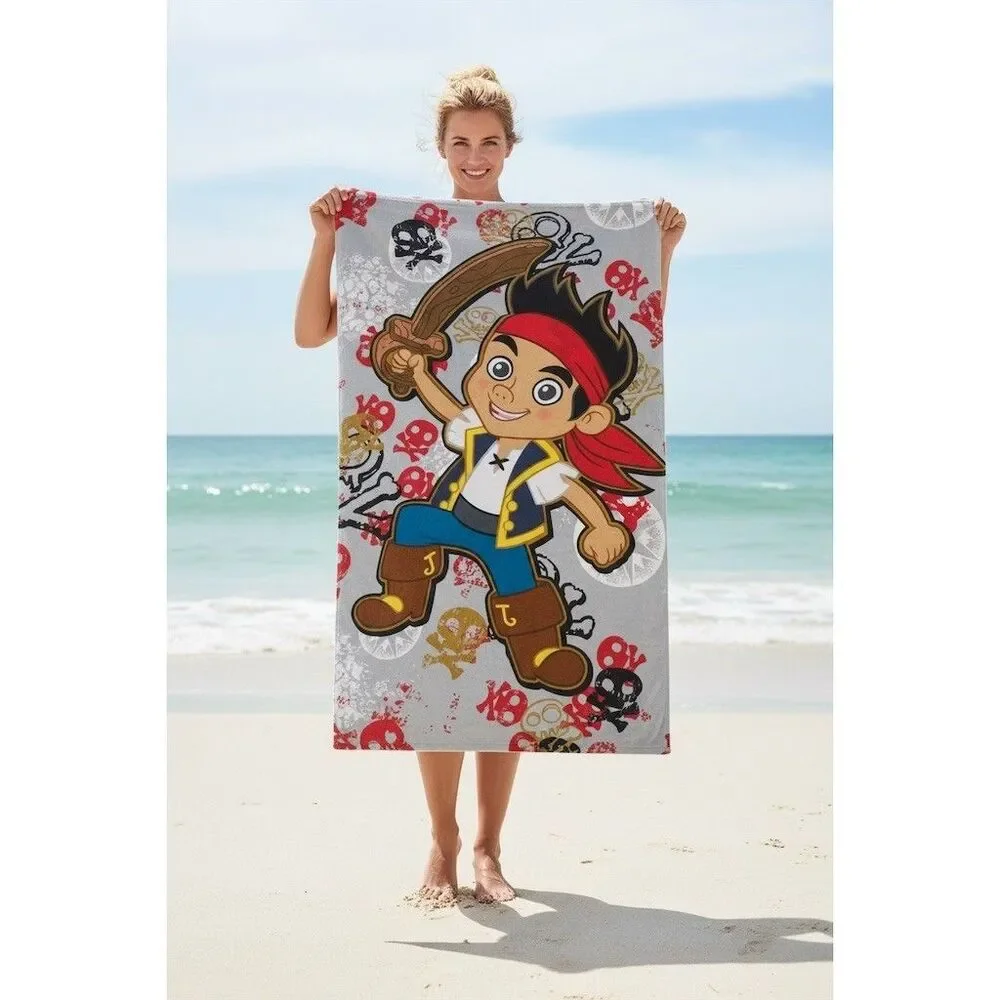 Disney Jake and the Never Land Pirates Beach Towel Gray 58 x 29 Kids Print